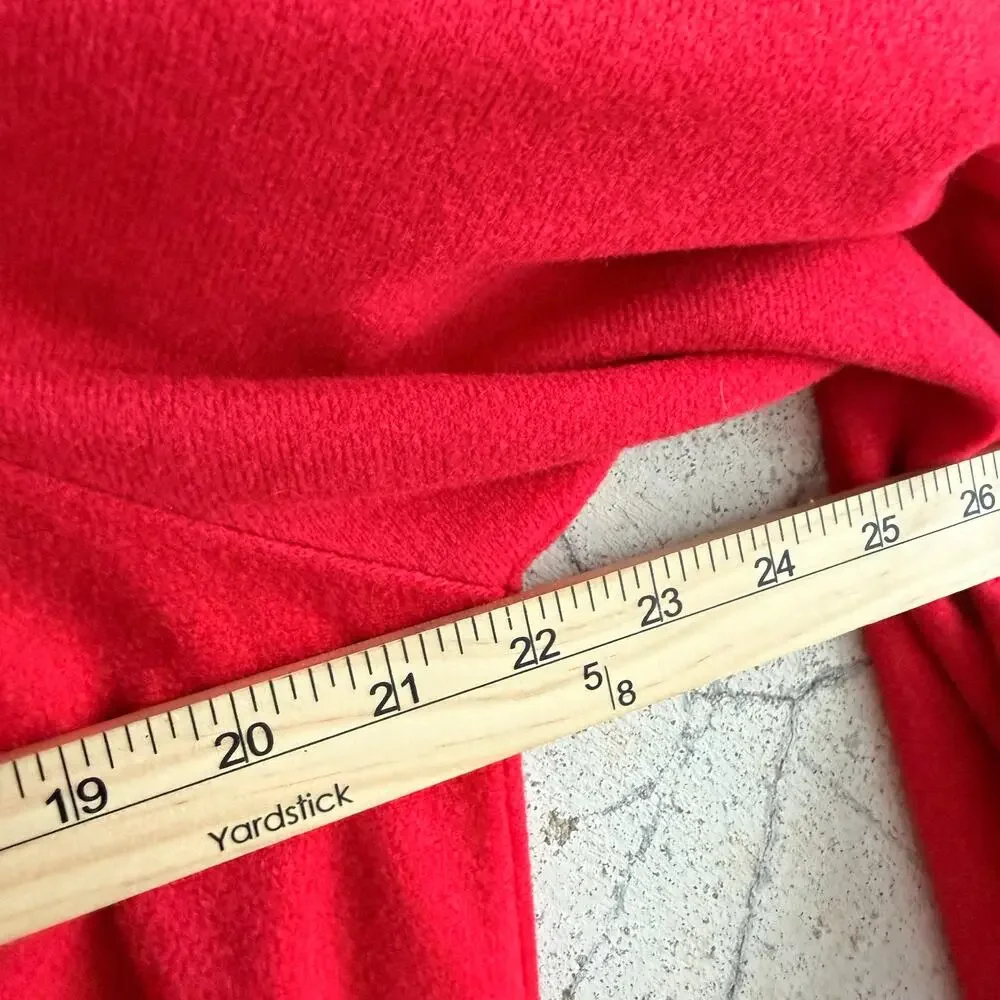 Vtg Housecoat Lace Embroidered Red Maxi Nightgown USA Women L Prairie Loungewear